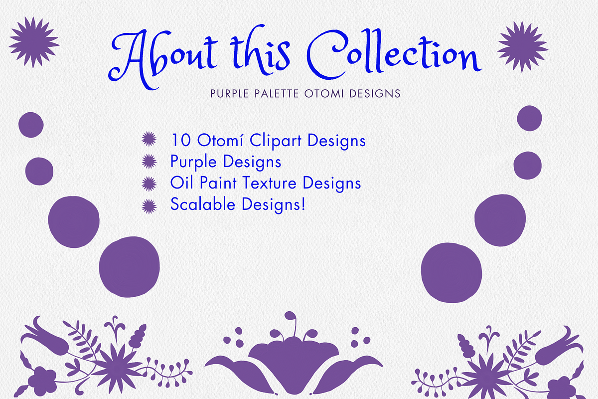 Purple Mexican Otomi Clipart Bundle, a Texture Illustration by Minky Moo Creations (Photo 2 of 10)