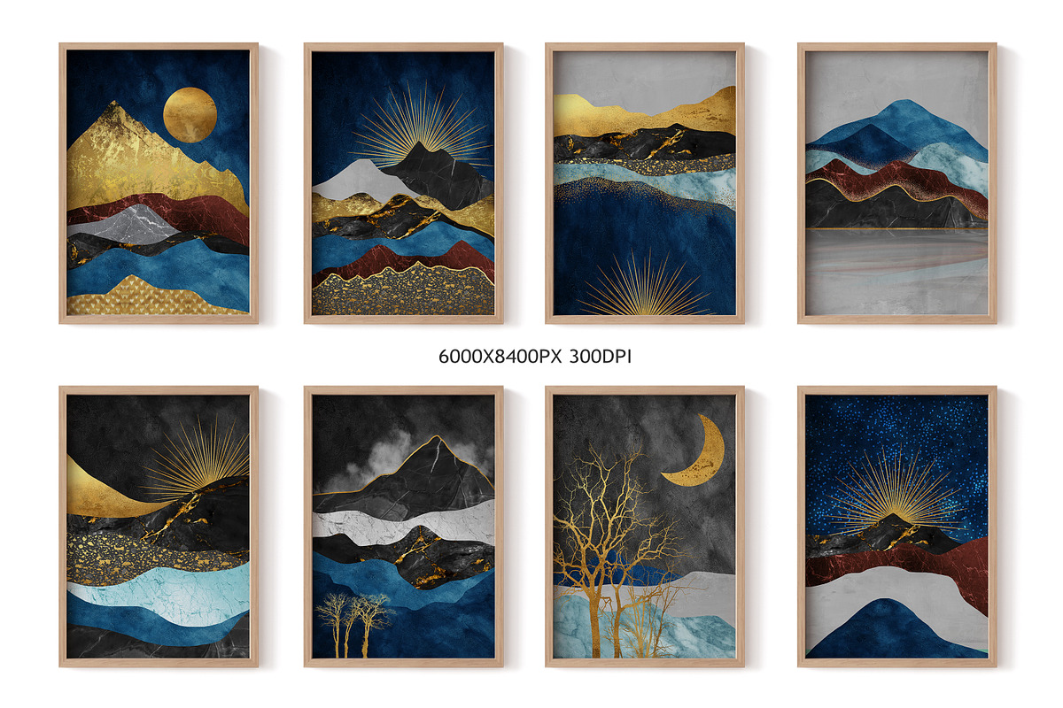 Modern golden landscape print poster, a Decorative Illustration by Muzi pear studio (Photo 3 of 10)