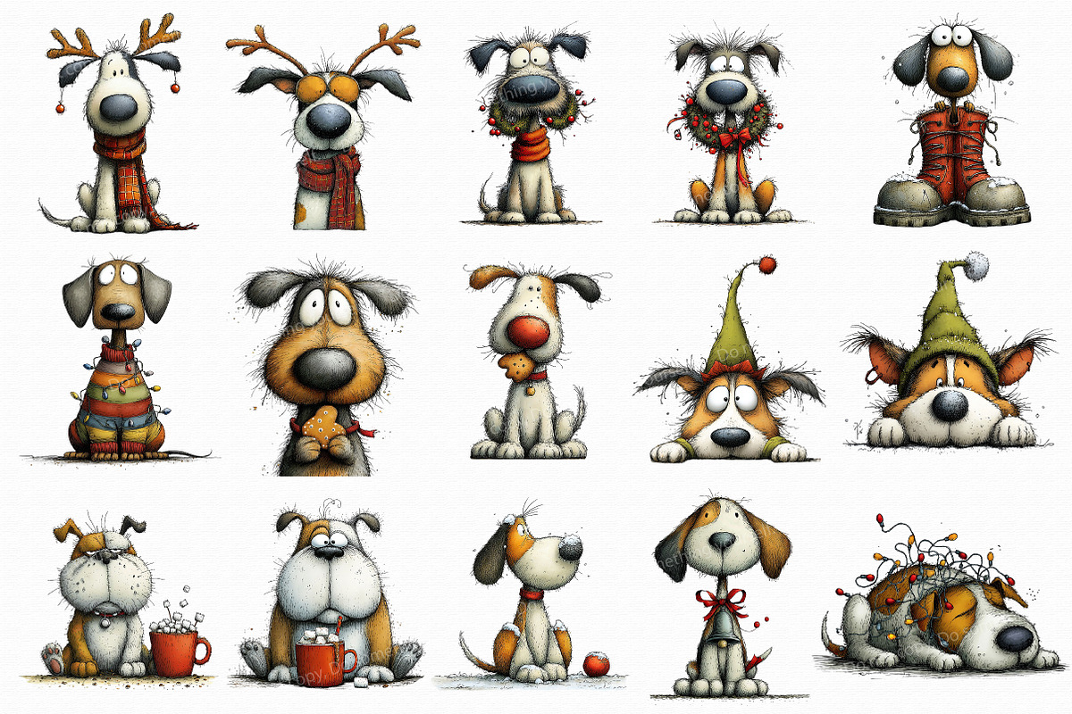 Quirky Christmas Dog Clipart, an Illustration by Libby Wishes (Photo 3 of 7)