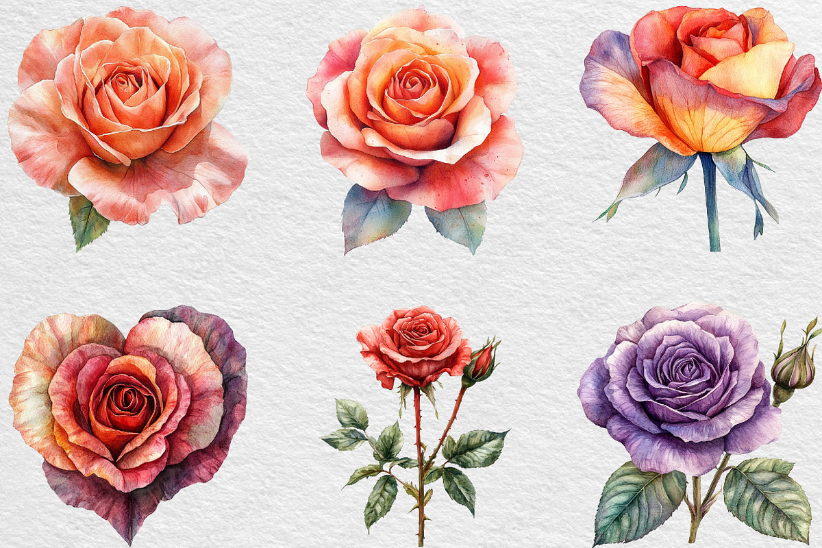 Rose Flower Clipart Bundle, an Illustration by Black Bird Studio (Photo 4 of 6)