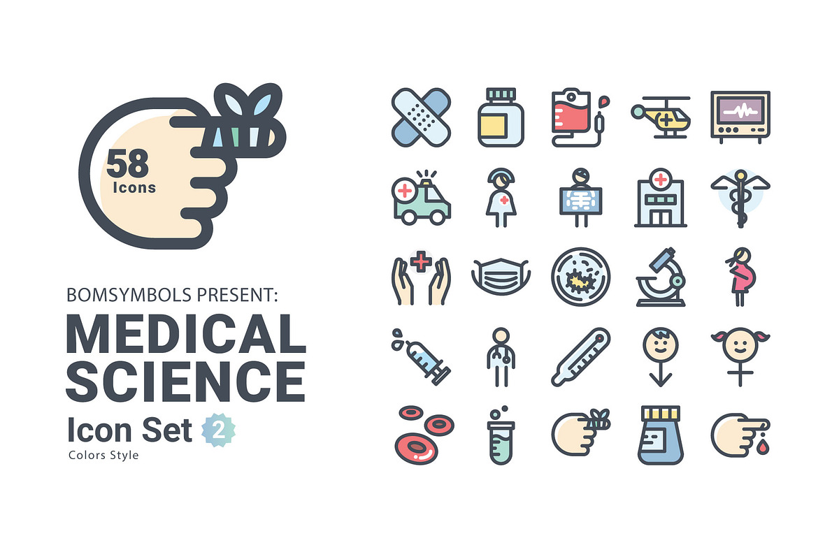 Medical Science Colors, an Outline Icon by BomSymbols (Photo 1 of 4)