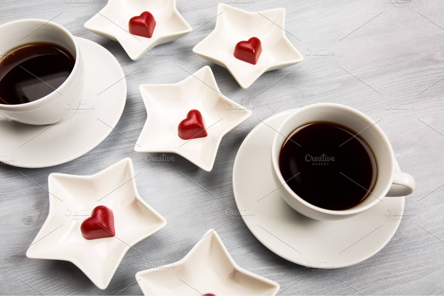 Coffee cups and heart candies in, a Food & Drink Photo by Anna Efetova