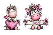 Valentine Whimsical Unicorn Clipart, an Illustration by Dream Creation (Thumbnail 6 of 7)