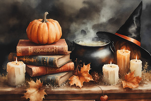 Halloween Witch Table Watercolor