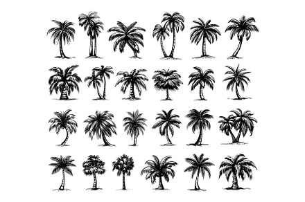 Doodle Style Different Palm Trees, an Object Illustration by LadadikArt