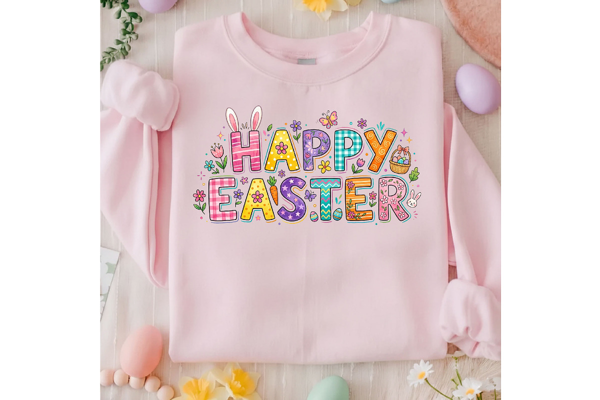 Happy Easter PNG, Easter Bunny Shirt, an Illustration by Designking (Photo 5 of 6)
