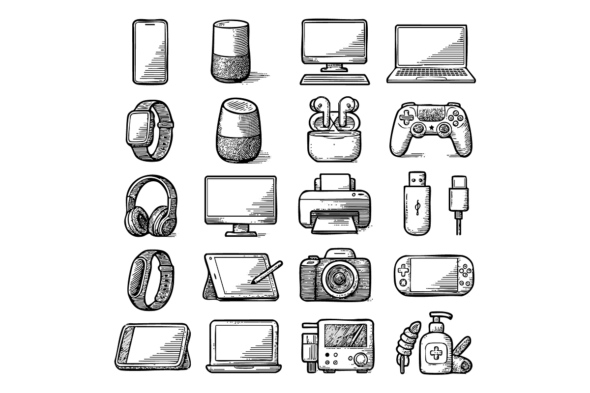 Tech Gadget Icons, an Object Graphic by RT Studio