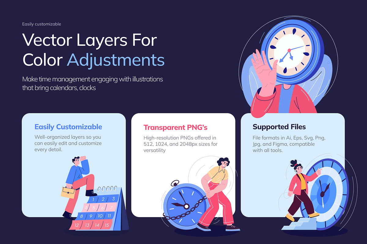 Time Management Illustration Art Set, a Work Illustration by Creative Stall (Photo 2 of 10)