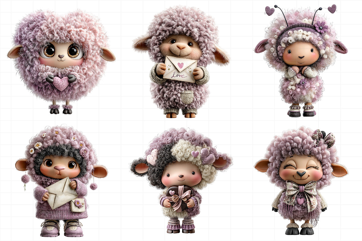 Cute Sheep Clipart Quirky Valentines, an Illustration by Daily.Designs (Photo 3 of 5)