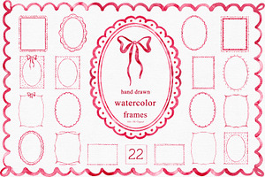 Bow Watercolor Red Frames, a Background Graphic by Solo Art Original