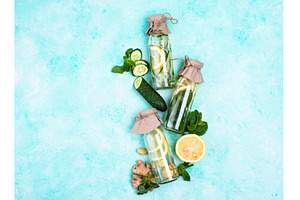 Set of various healthy detox water, a Food & Drink Photo by Yulia Furman