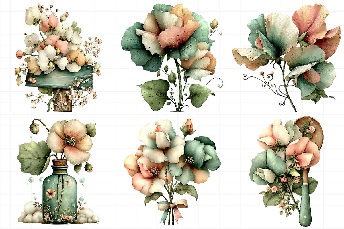 Spring Sweet Peas Flower Clipart, an Illustration by Daily.Designs (Photo 8 of 8)