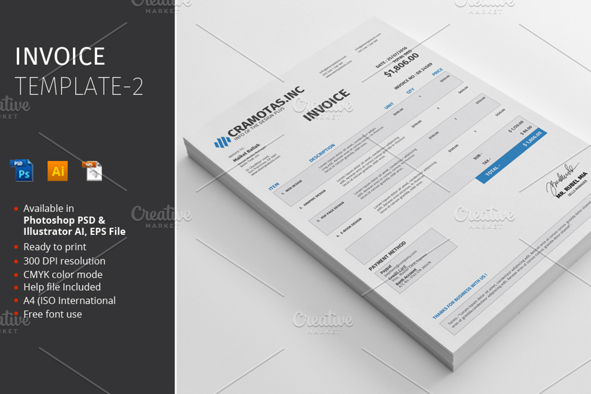 Invoice Template-2, a Stationery Template by alimran24