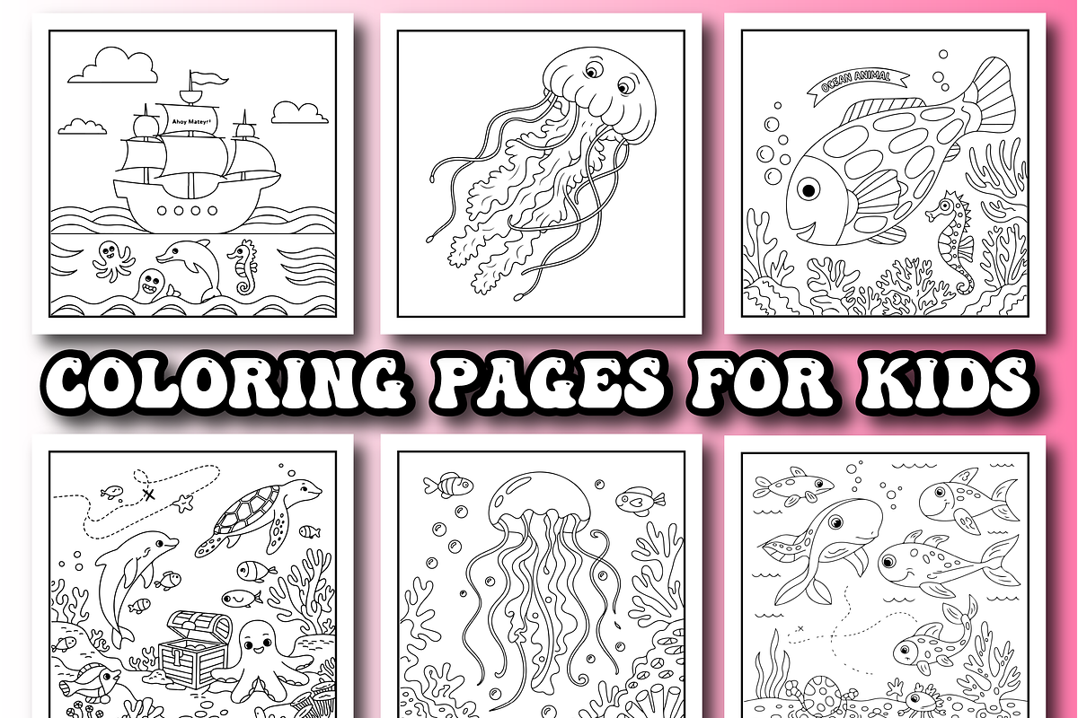 Ocean Animal Coloring Pages for Kids, an Animal Illustration by Printable Design Store (Photo 3 of 4)