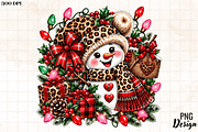 Leopard Snowman Wreath Christmas PNG, an Object Graphic by Cut File (Thumbnail 1 of 3)