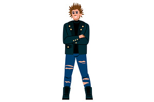Young punk man standing with folded, a Person Illustration by pikepicture