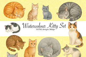 PNG Cute Watercolour Cats Clip Art