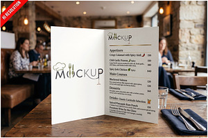 Restaurant Table Menu PSD, a Device Mockup by Bruno's Shop
