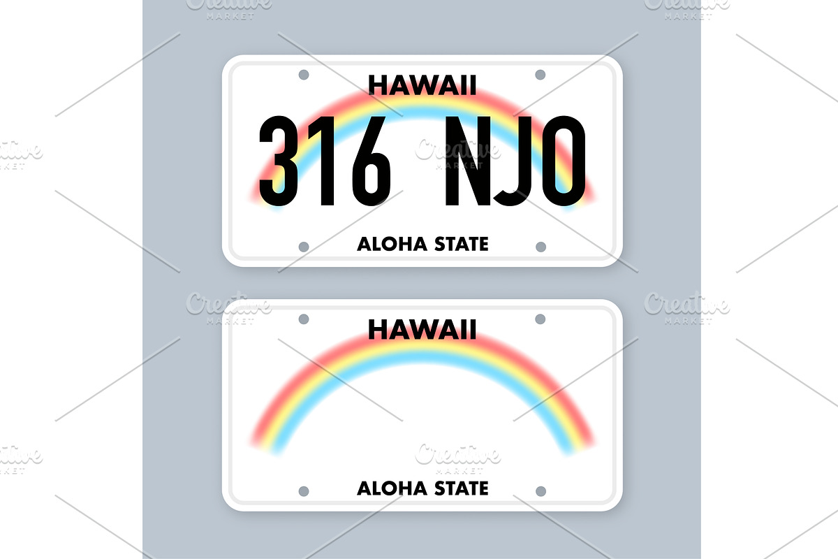 License plate of hawaii. Car number, a Decorative Illustration by DG-Market