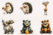 Quirky Woodland Animals Clipart, a Seasonal Illustration by CreationArt (Thumbnail 2 of 7)