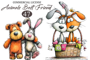 Whimsical Animals Best Friend Clipar, an Illustration by designcity5