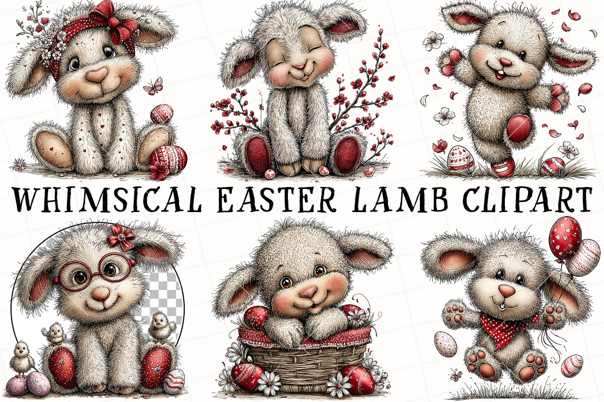 Whimsical Easter Lamb Clipart, an Illustration by OK Design (Photo 2 of 6)