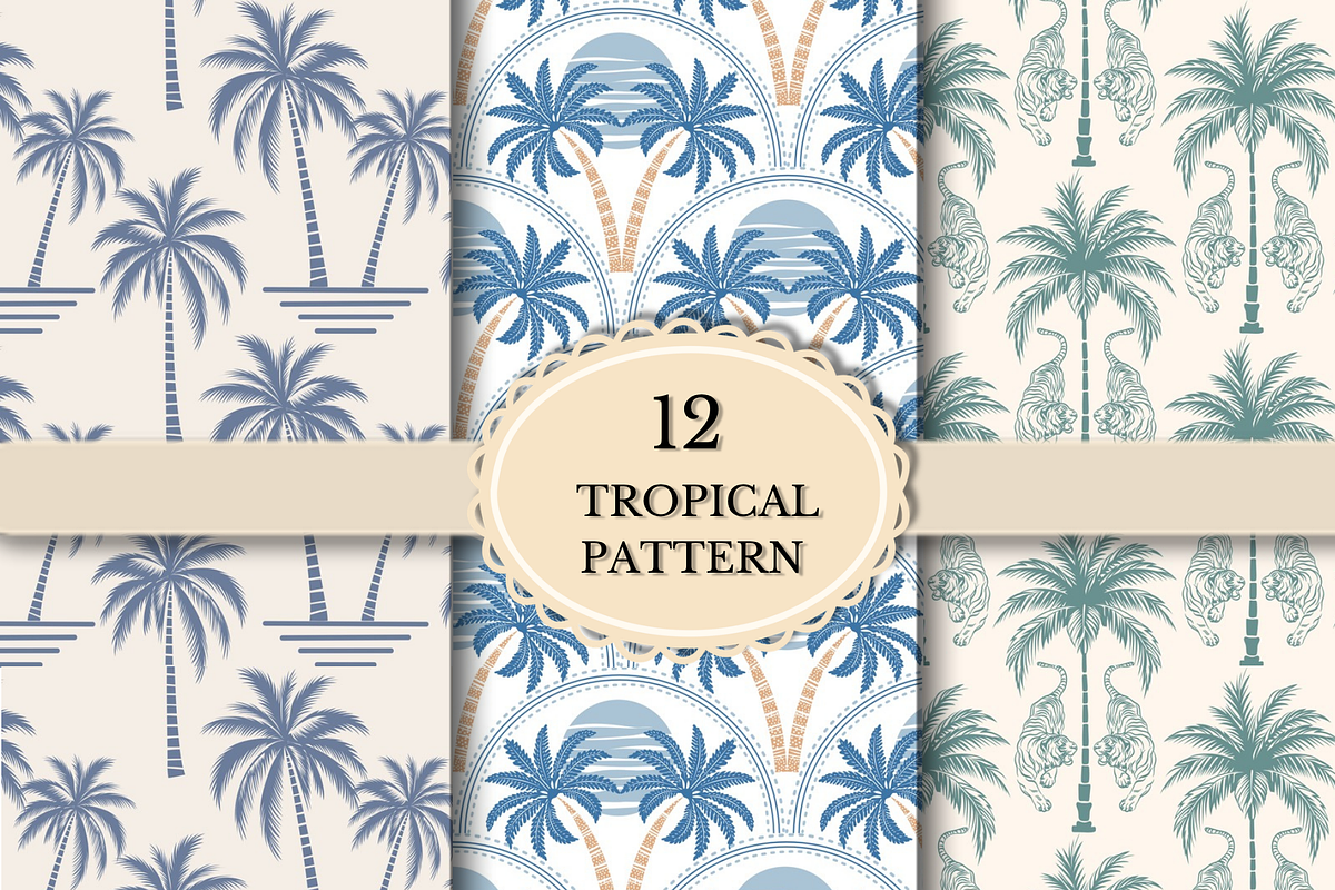 Palm Tree Tropical Seamless Patterns, a Pattern Graphic by wind mill (Photo 1 of 4)