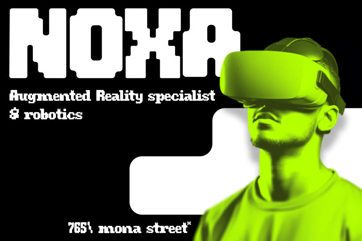 Joypixel - Pixelated Display Font, a Sans Serif Font by Brand Earth (Photo 5 of 6)