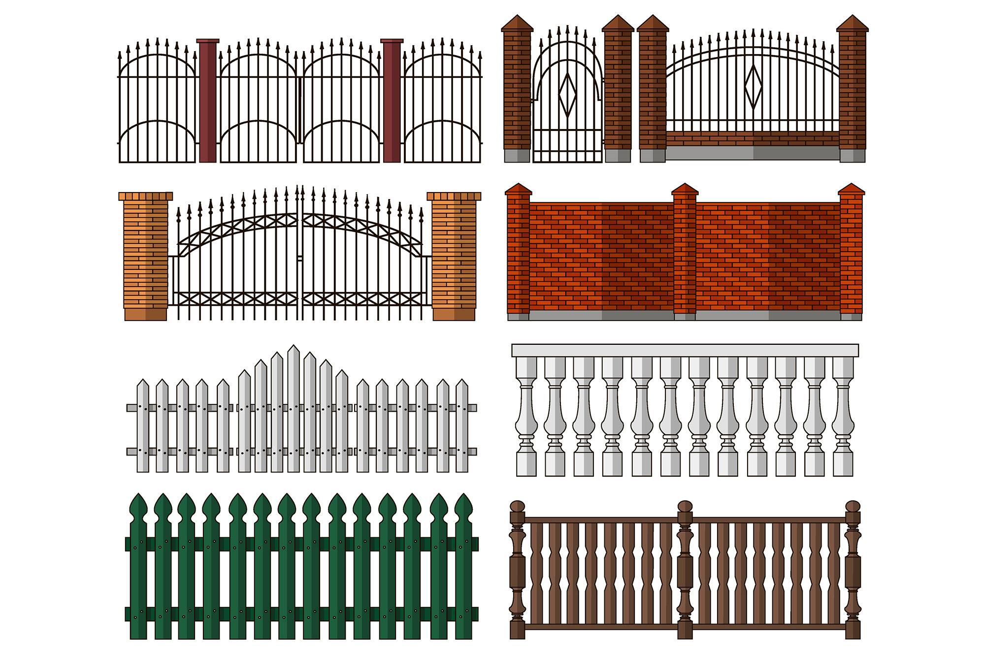 Set Of Gates And Fences by Netkoff  Creative Market