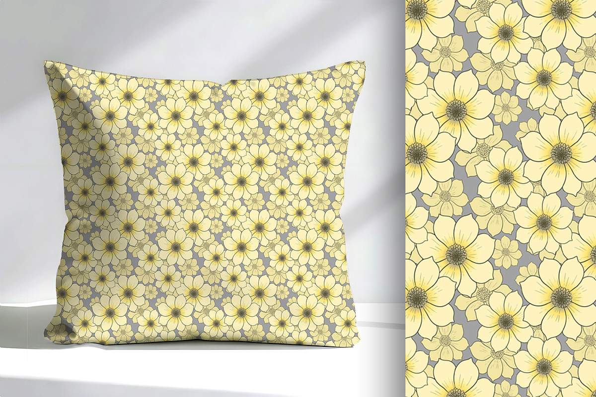 Butter Yellow and Grey Floral, a Pattern Graphic by Sharon Schwalbe (Photo 4 of 8)
