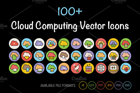 100 Cloud Computing Vector Icons.