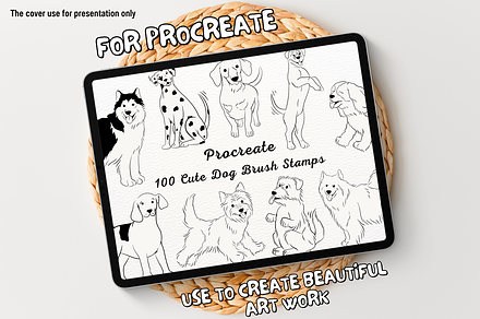 100 Cute Dog Procreate Stamps
