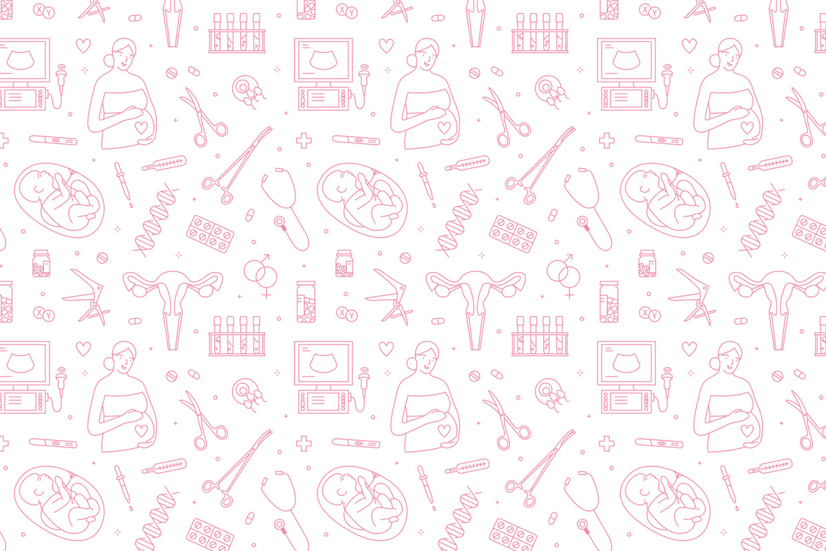 Gynecology line art banners, pattern, a Healthcare Illustration by Good Studio (Photo 9 of 9)