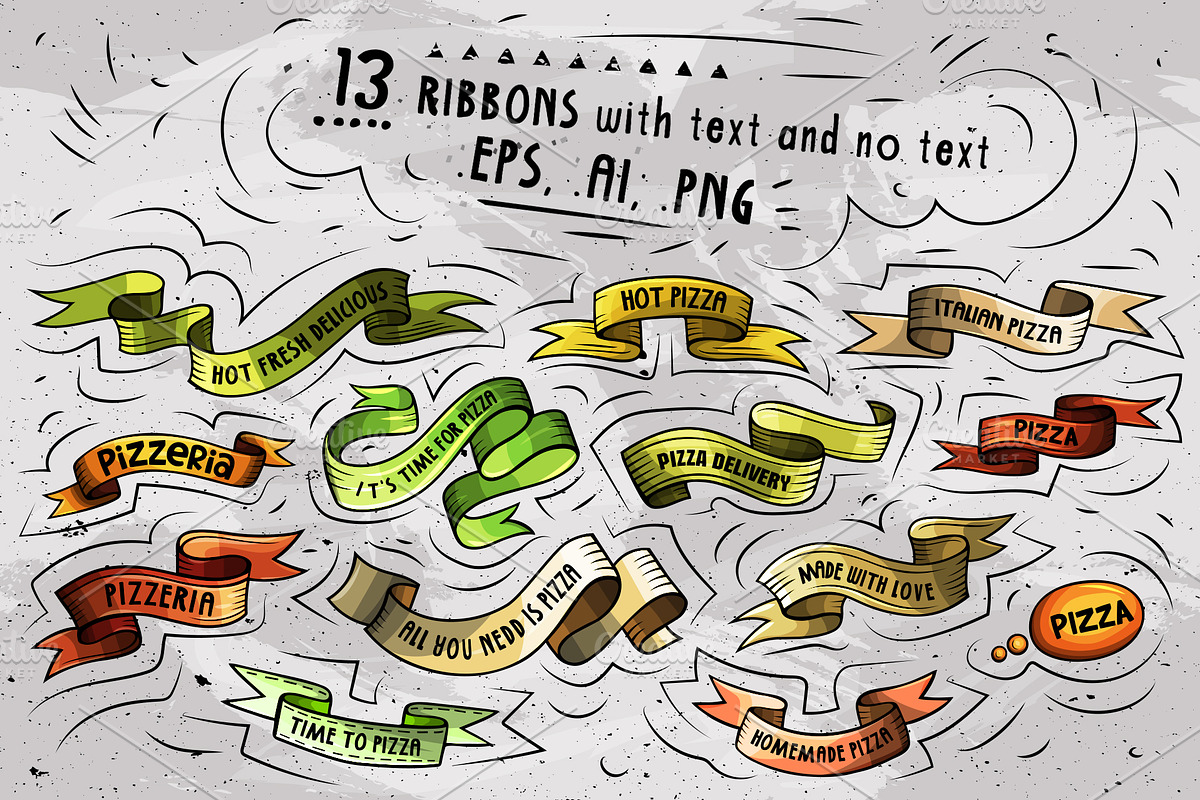 Pizza Cartoon Vector Objects Set, an Object Graphic by BALABOLKA (Photo 4 of 4)