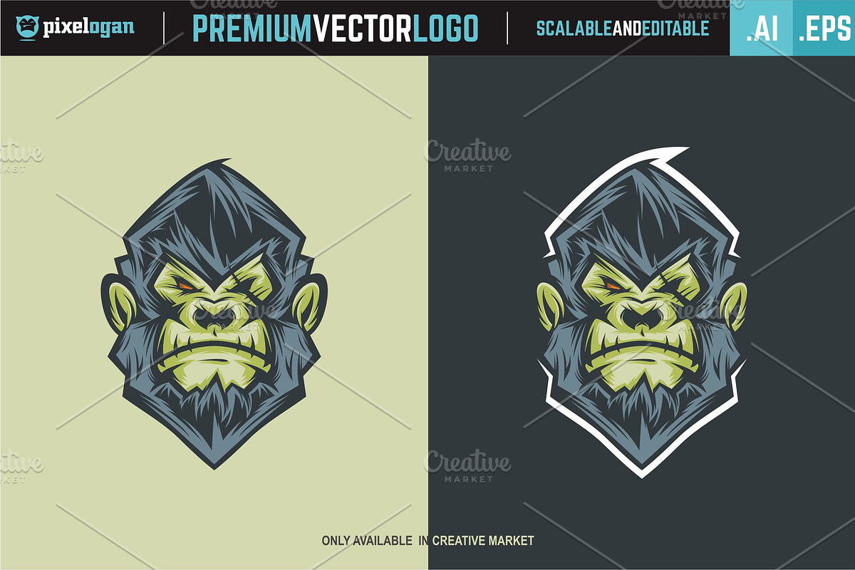 Gorilla Head Logo, a Branding & Logo Template by pixelogan (Photo 2 of 2)