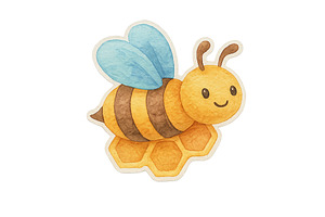 Bee with blue wings and honeycomb pa, an Illustration by Dvoevnore photos
