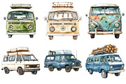 Watercolor Camping Van Clipart, an Illustration by Daily.Designs (Thumbnail 2 of 5)