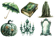 Antique Green Halloween Clipart, an Illustration by Designworld (Thumbnail 4 of 6)