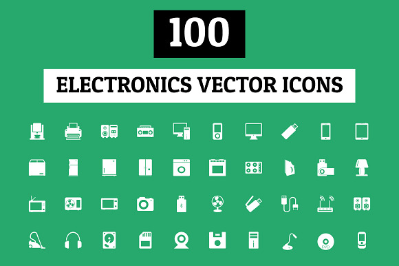 100 Electronics Vector Icons preview 3