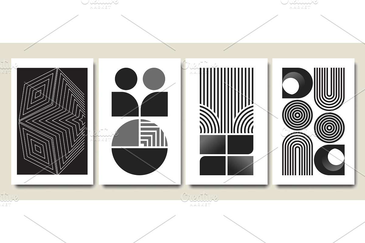 Modern Bauhaus posters and black, an Illustration by art PVP - market