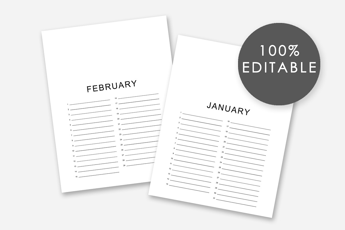 Editable Birthday Calendar Template, a Templates & Theme by DesignStudioTeti (Photo 1 of 7)