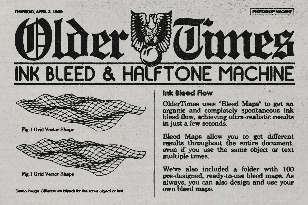 OlderTimes | Ink Bleed + Halftone, a Layer Style Add-On by Thundr Co. (Photo 2 of 9)