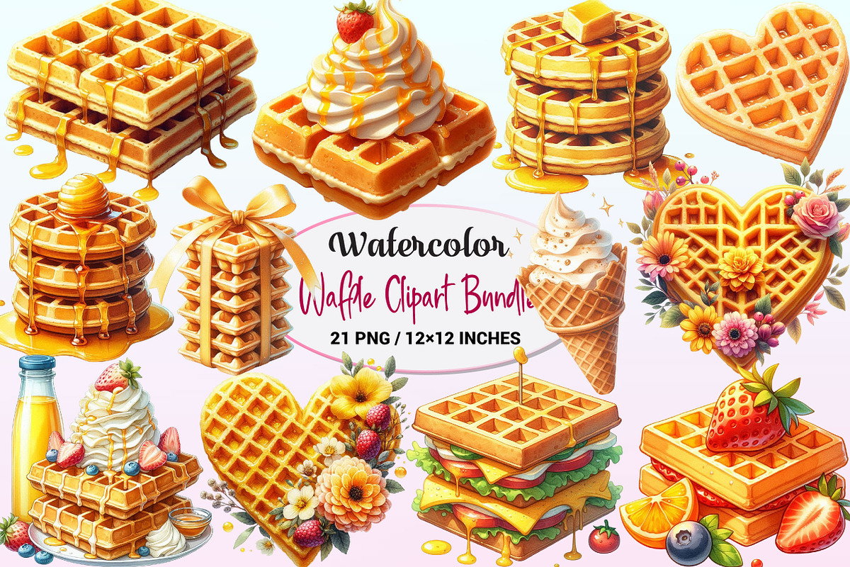 Waffle Watercolor Clipart., a Graphic by CitraGraphics (Photo 1 of 4)