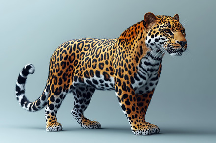 Majestic leopard stands proudly, sho, a Photo by Tanuart