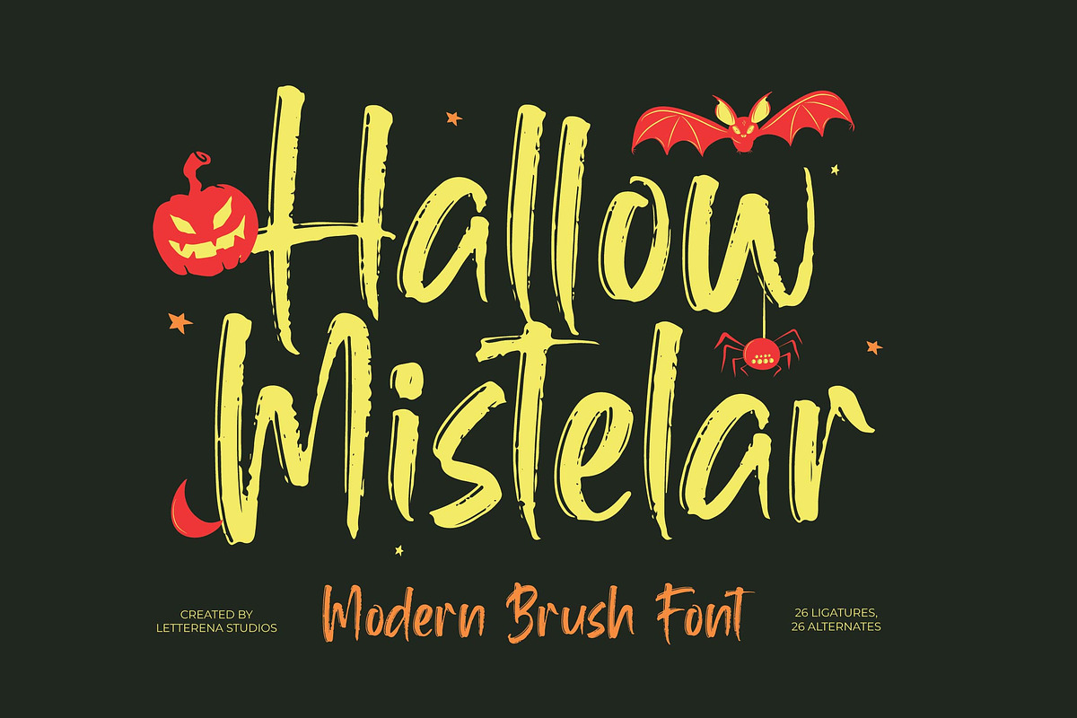 Hallow Mistelar Modern Brush Font, a Script Font by Letterena Studios Script (Photo 1 of 15)