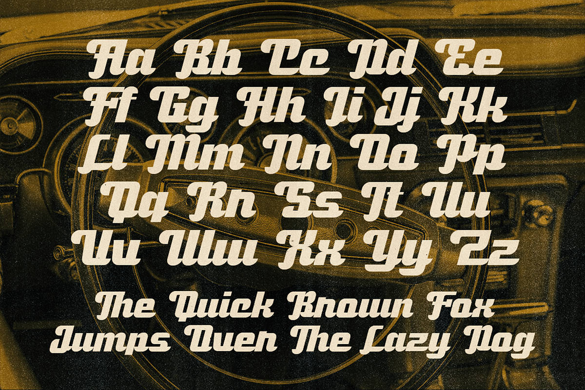 Hundell - Vintage Automotive Fonts, a Script Font by Konstantine Studio (Photo 2 of 3)