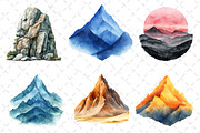 Watercolor Mountain Clipart PNG, an Illustration by Dream Creation (Thumbnail 3 of 6)