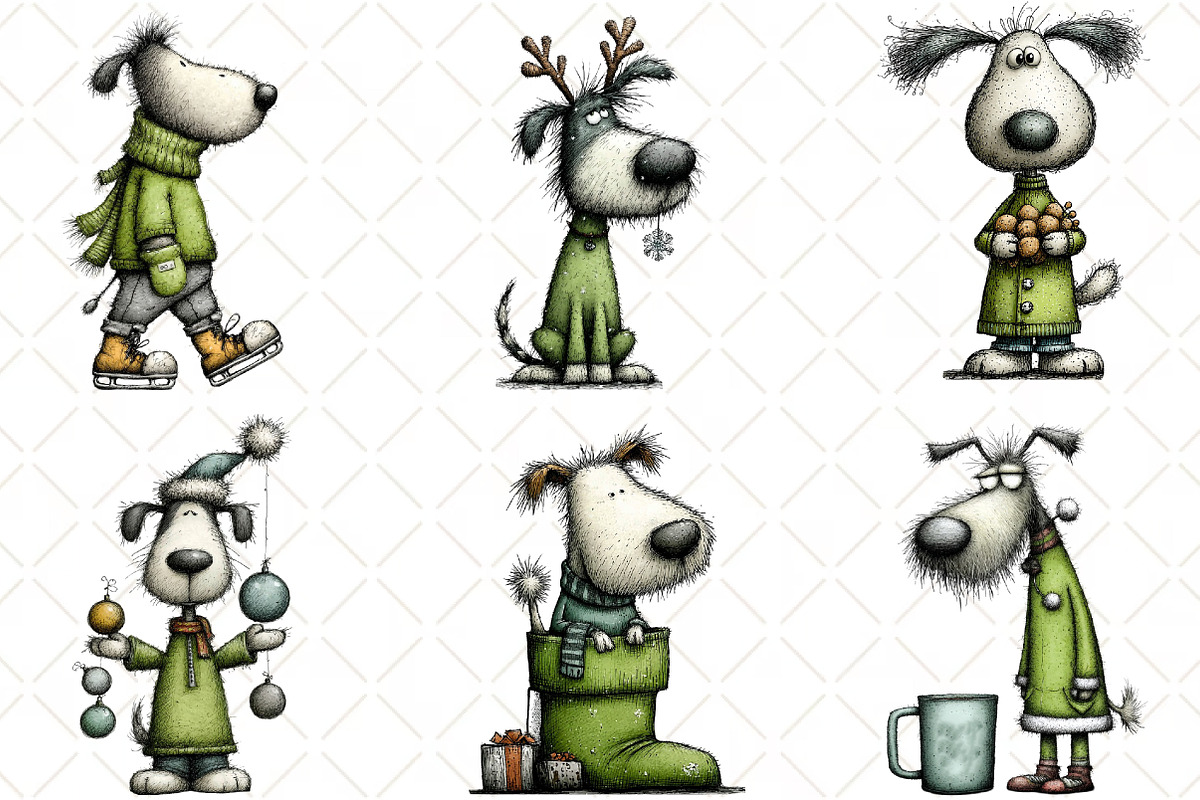 Quirky Christmas Dog Clipart, an Illustration by Black Bird Studio (Photo 3 of 6)