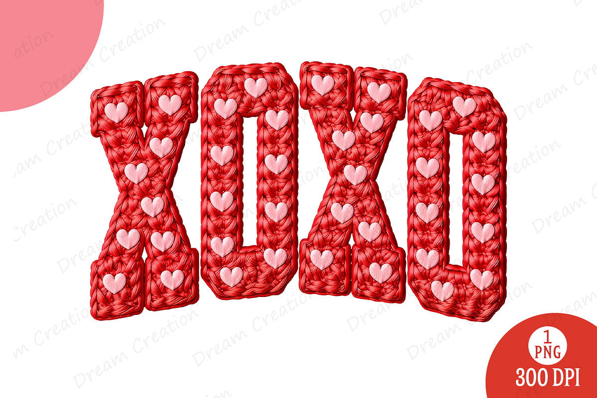 Yarn Crochet XOXO Valentines PNG, an Illustration by Dream Creation (Photo 1 of 4)