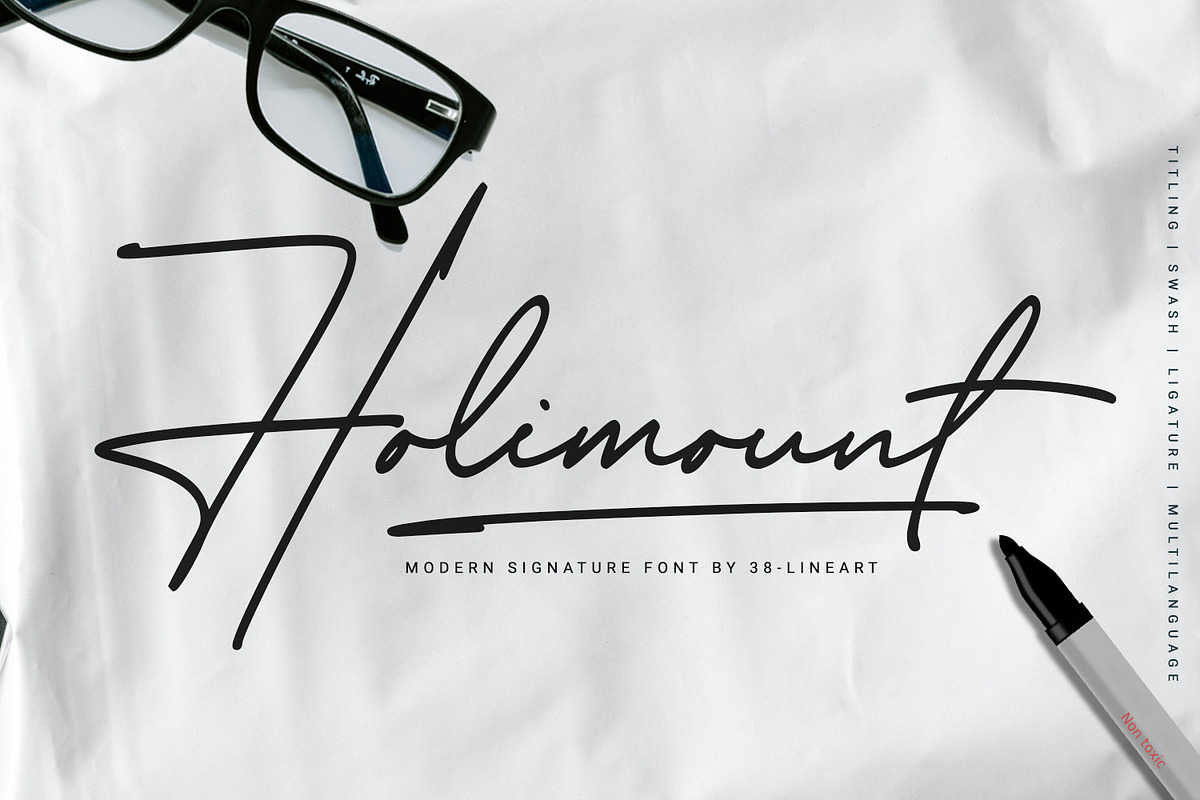 Holimount - Modern Signature, a Script Font by Ridha-38.lineart (Photo 1 of 11)